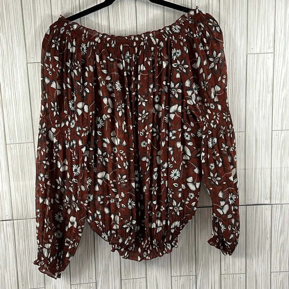 Express Floral Tunic, Gathered Ballerina V-Neck - Picture 2 of 5